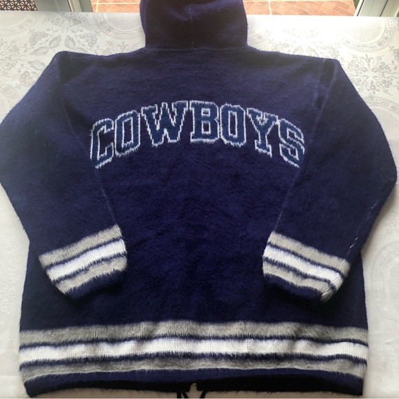 Dallas Cowboys Vintage Blue Zip-Up Wool Hooded Winter Warm Sweater Men’s Size XL - Picture 2 of 15